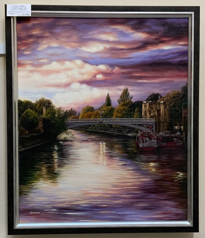 ORIGINAL Autumn Twilight, Lendal Bridge, York - Oil Painting by Mark Braithwaite