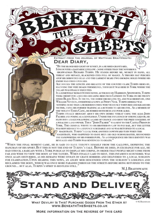 Beneath the Sheets;  Stand and Deliver - the Professor's Diary