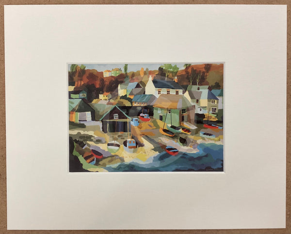 Fishing Village, mounted miniature by Richard Tuff