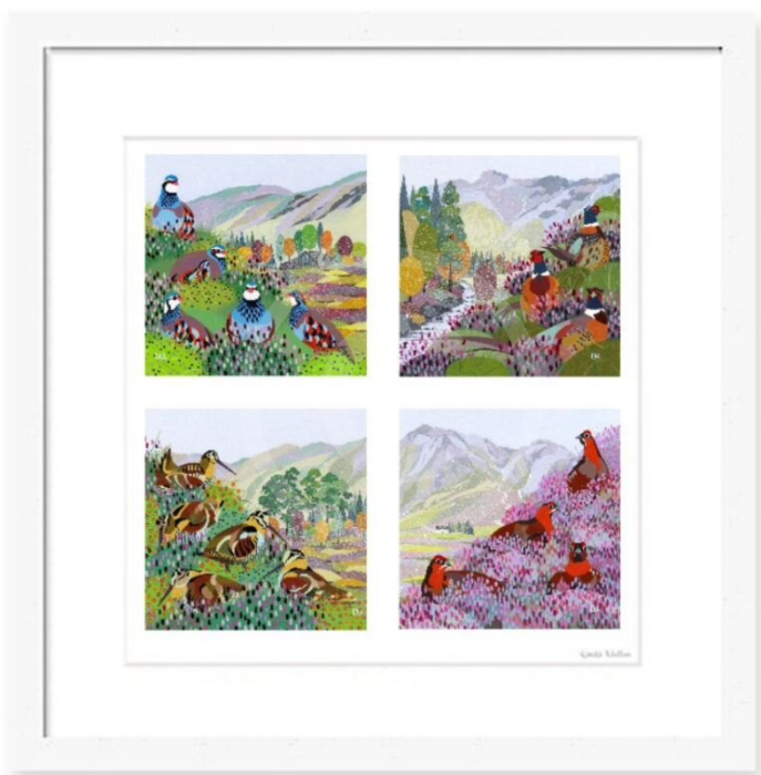 Game Birds (Square) by Linda Mellin Framed