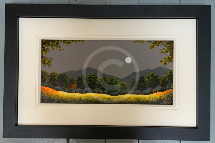 Golden Fields In Moonlight  - ORIGINAL Landscape Painting by John Russell