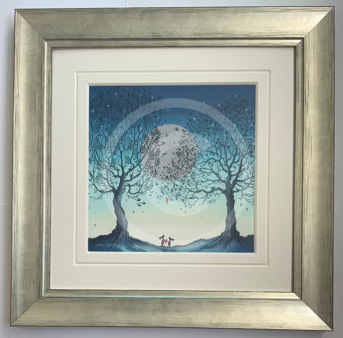 Hope Moon II by Catherine Stephenson Mounted Miniature wide silver frame