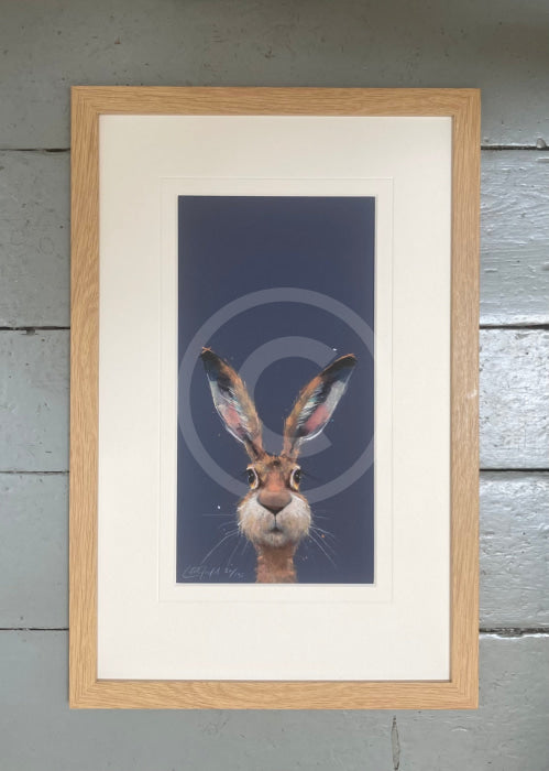 Midnight Hare By Nicky Litchfield Limited Edition Print Framed 281 Oak (B)