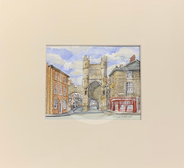 Monk Bar, York, from Monkgate - Natalja Olejnicka ORIGINAL WATERCOLOUR Miniature