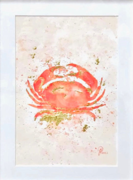 Oceanic Crab - limited edition with gold leaf by Janine Lees