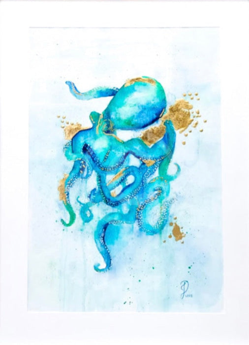 Oceanic Octopus - limited edition with gold leaf by Janine Lees