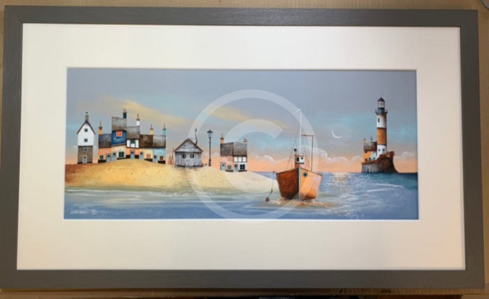 On Golden Sands by Gary Walton Framed Groove medium grey