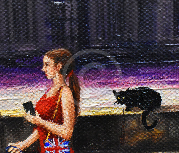 ORIGINAL City Stroll; London - Oil Painting by Mark Braithwaite close up