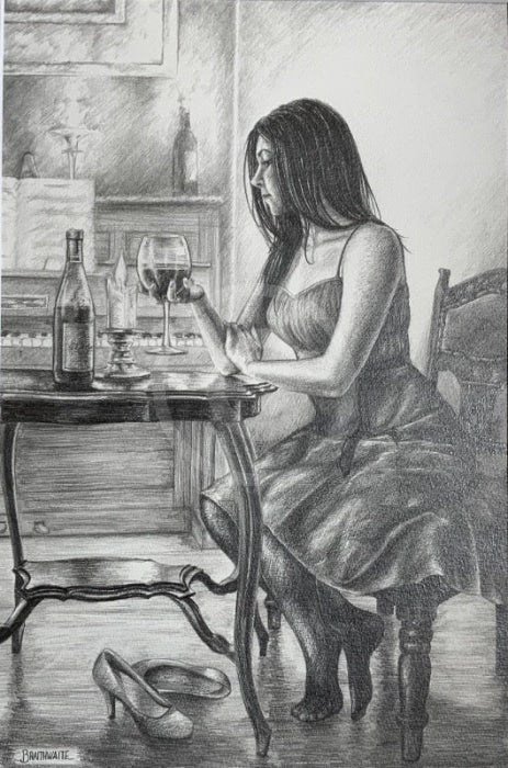 Harmony In Red Study, Original Drawing by Mark Braithwaite - Figurative