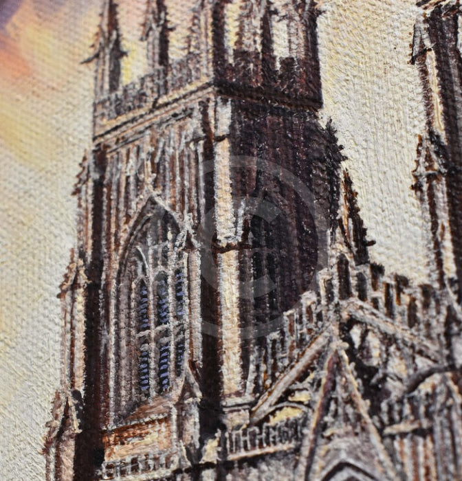 ORIGINAL Minster Evening, York - Oil Painting by Mark Braithwaite close up