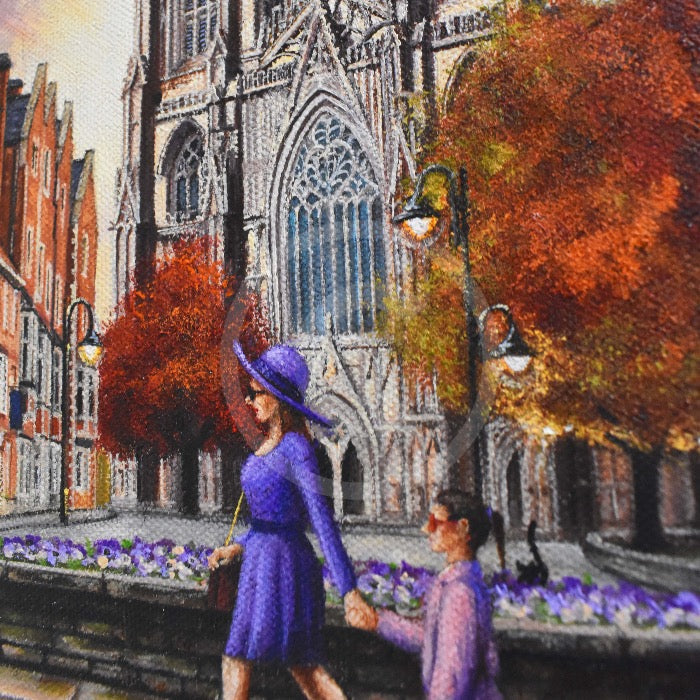 ORIGINAL Minster Evening, York - Oil Painting by Mark Braithwaite close up