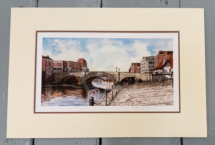 Ouse Bridge from King's Staithe by Mark Braithwaite - mounted giclée