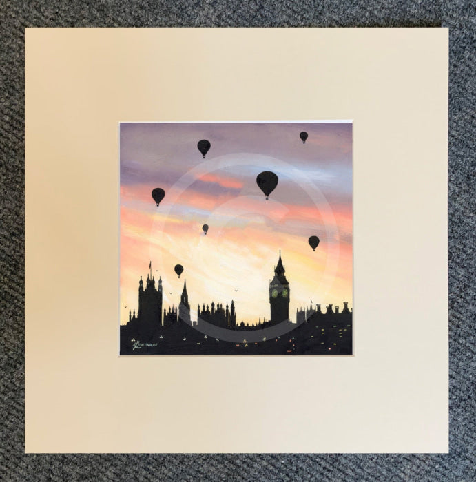 Pastel Skies, Balloons over Westminster, London by Mark Braithwaite