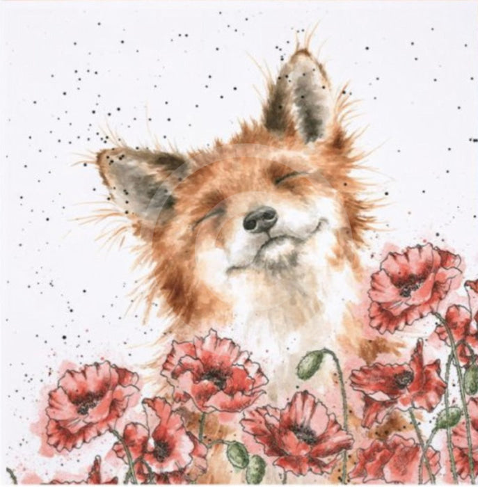 Poppy Fields Fox Print by Hannah Dale 