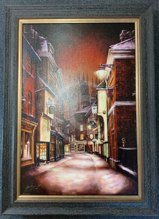 Silent Night, Low Petergate by Mark Braithwaite -Framed  Canvas