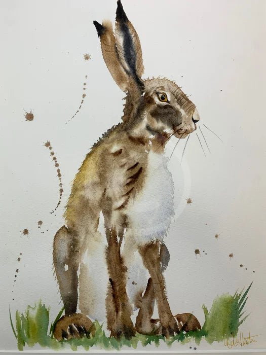 Sitting Hare II ORIGINAL WATERCOLOUR by Angela Hewitt