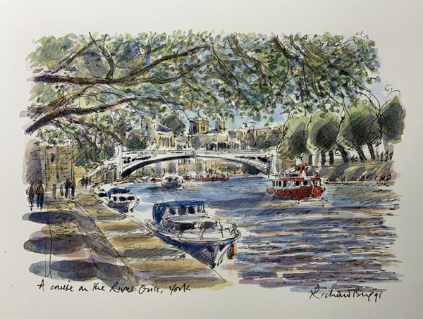 A Cruise On The River Ouse York Richard Briggs Original Watercolour