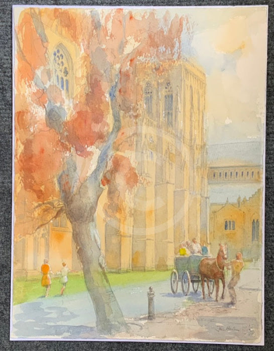 Carriage at York Minster - John Bastin ORIGINAL WATERCOLOUR