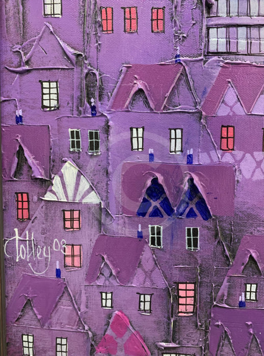 ORIGINAL Bill Tolley Painting, Purple Paul signature detail 