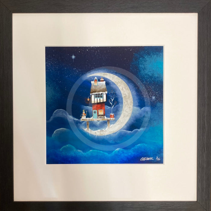 The Snowman And The Moon By Gary Walton Limited Edition Print Framed Groove Medium Black Custom