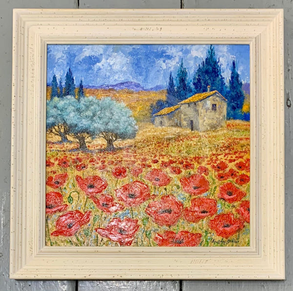 Poppy Field, Provence - ORIGINAL by Geoffrey Smith framed