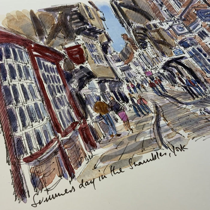 Summers Day In The Shambles, York, Richard Briggs ORIGINAL WATERCOLOUR