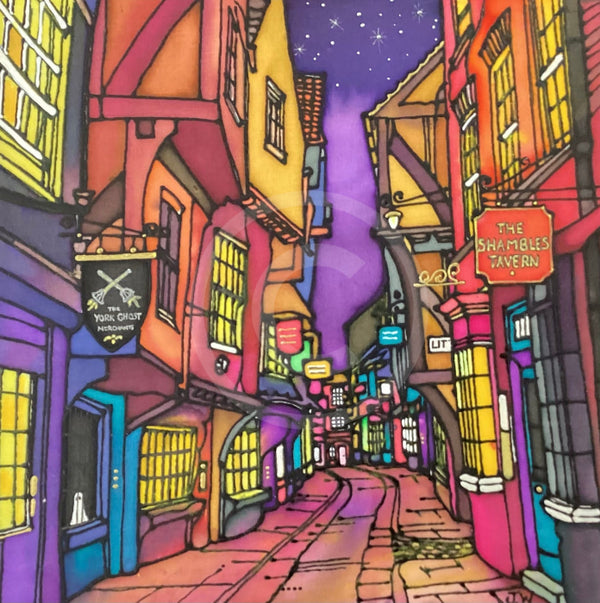 Evening Shambles III  ORIGINAL Silk Painting  by Jonathan Williams