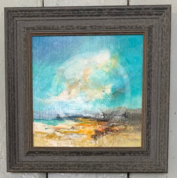 Turquoise Delight - ORIGINAL Oil Painting by Anna Schofield framed