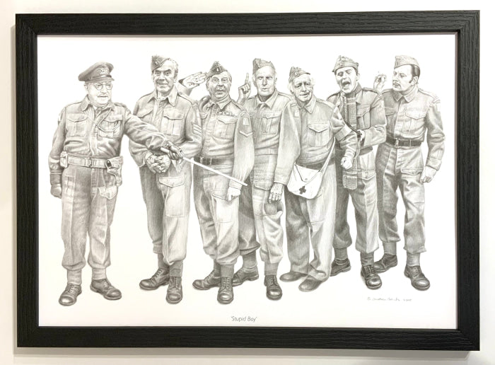 Stupid Boy (Dad’s Army) By Jonathan Roberts Framed In Black A3