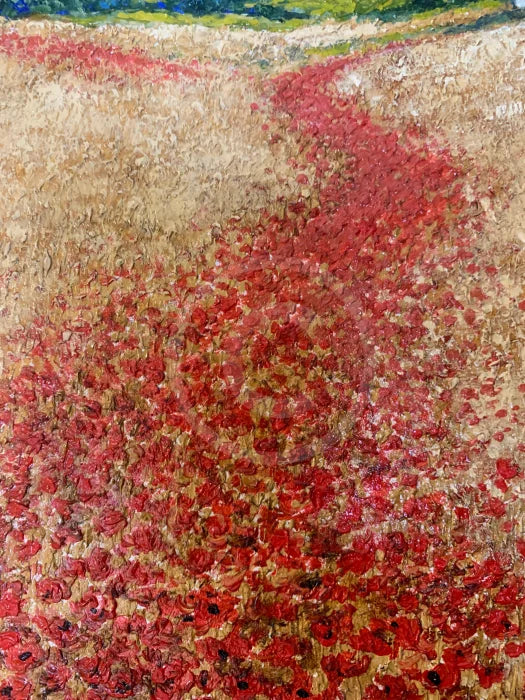 Summer Poppies, Provence - ORIGINAL by Geoffrey Smith detail