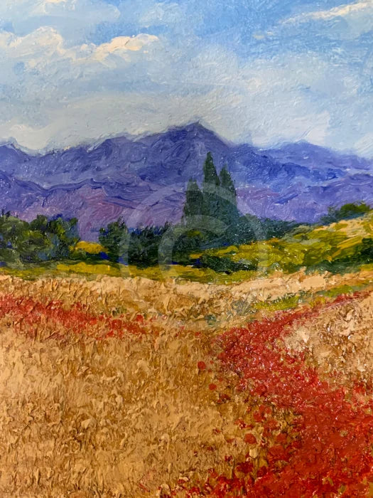 Summer Poppies, Provence - ORIGINAL by Geoffrey Smith detail