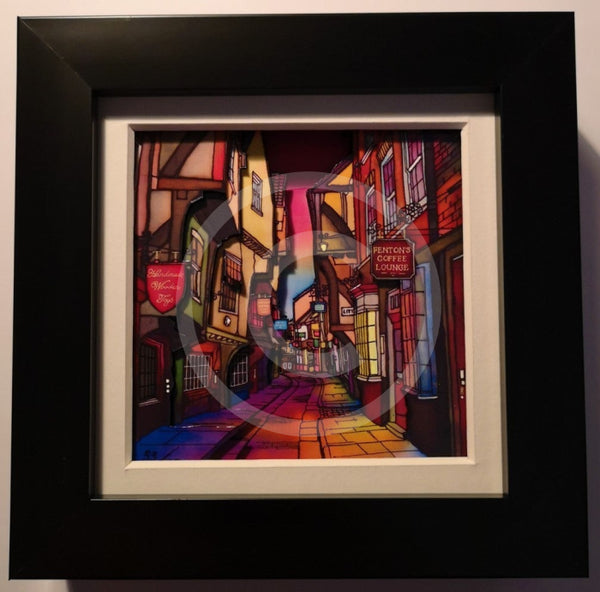 The Shambles, Miniature 3D Frame by Jonathan Williams - black frame