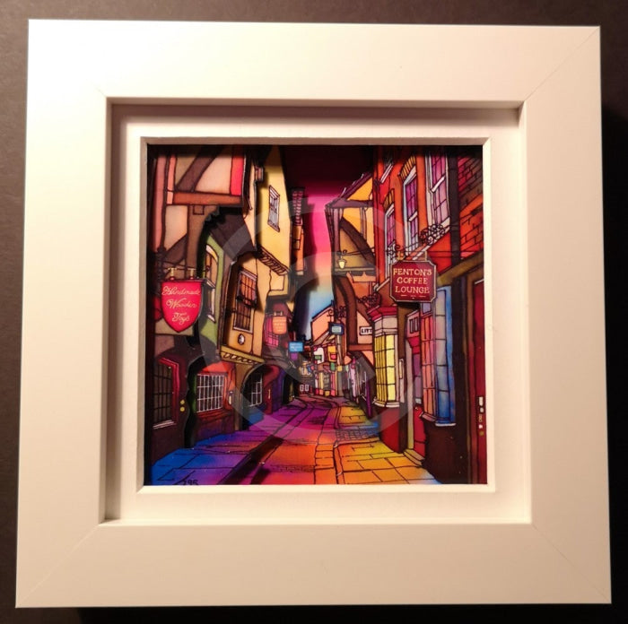 The Shambles, Miniature 3D Frame by Jonathan Williams - white frame