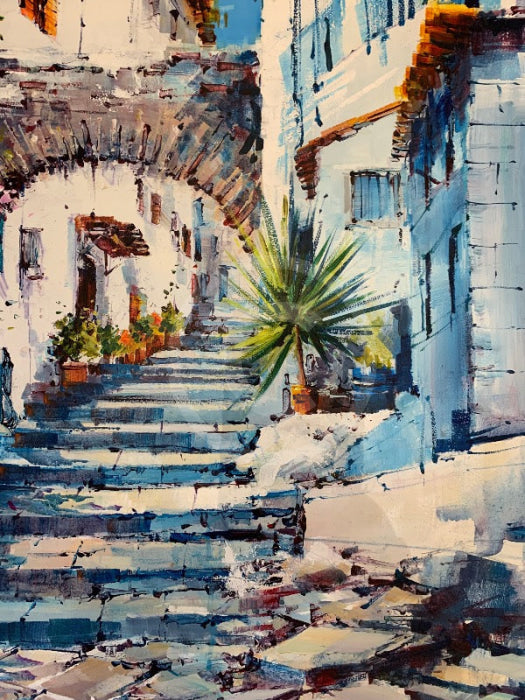 Tuscan Steps (24x24”) ORIGINAL PAINTING by Gary Sams - unframed detail