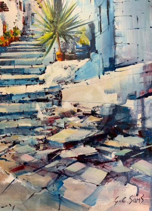 Tuscan Steps (24x24”) ORIGINAL PAINTING by Gary Sams - unframed detail