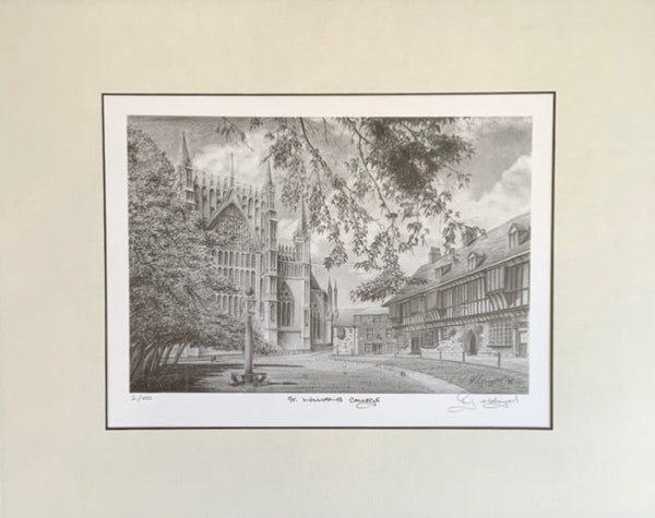 St William’s College black and white print of York by R.J. Holrord