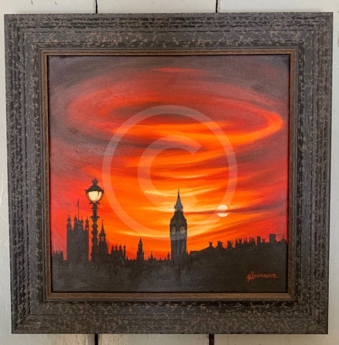 ORIGINAL Sanguine Sunset, Embankment at Westminster by Mark Braithwaite